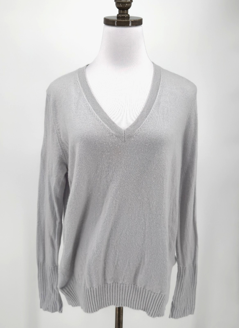 Allude Womens Light Blue Cashmere V Neck Knit Long Sleeve Pullover Sweater Sz M
